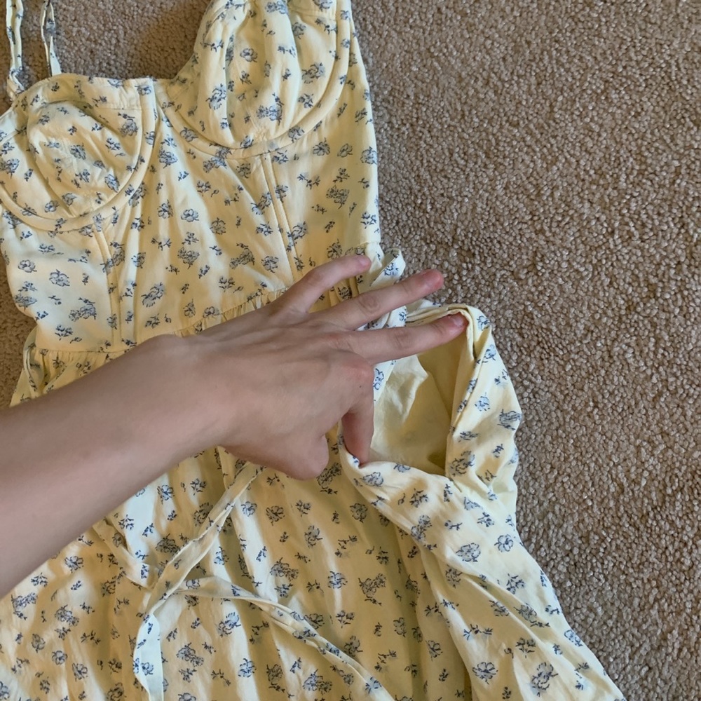 yellow floral bustier dress abercrombie & fitch - Picture 4 of 4